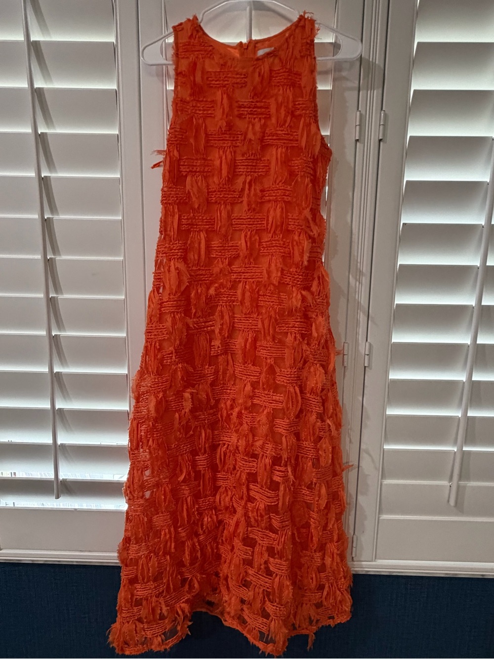 Endless Rose Orange Maxi Dress with Textured Fringe